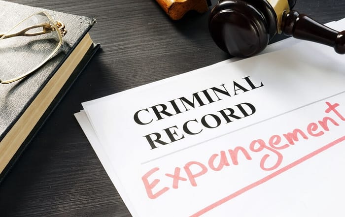 Expunge of criminal record. Expungement Michigan written on a document. stock photo