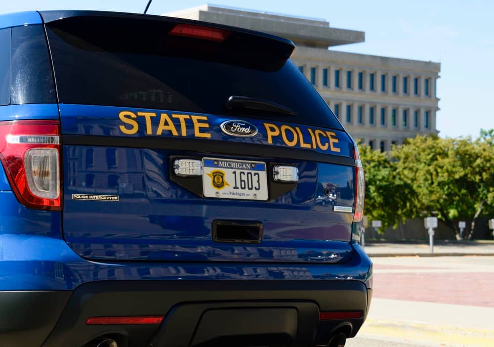 Michigan State Police Cruiser in Lansing, Michigan stock photo